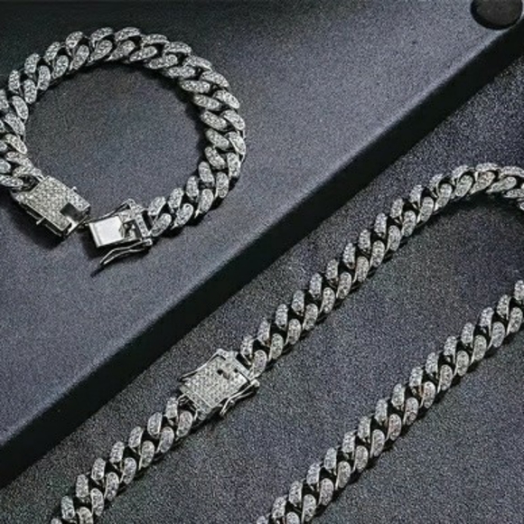 Hip Hop Geometric Cuban Diamond Chain - Picture 7 of 10